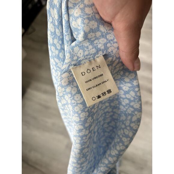 Doen Womens Sonia Floral Printed Cerulean Blue Hillside Long Maxi Gown Dress L - Picture 9 of 11